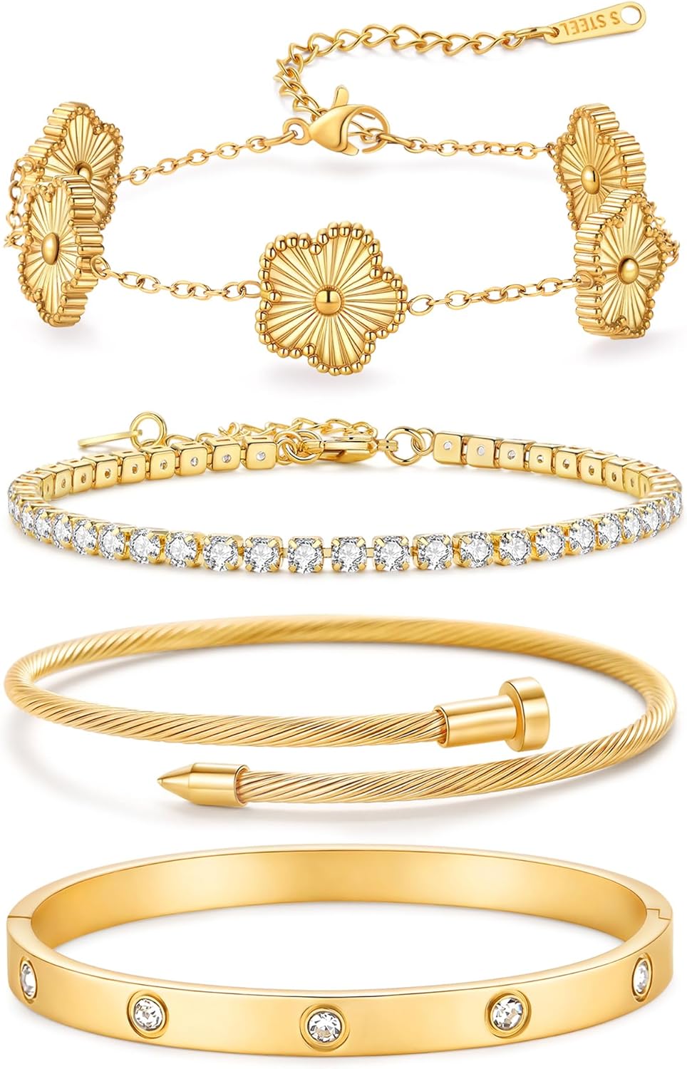 18K Gold Curated Bracelet Stack