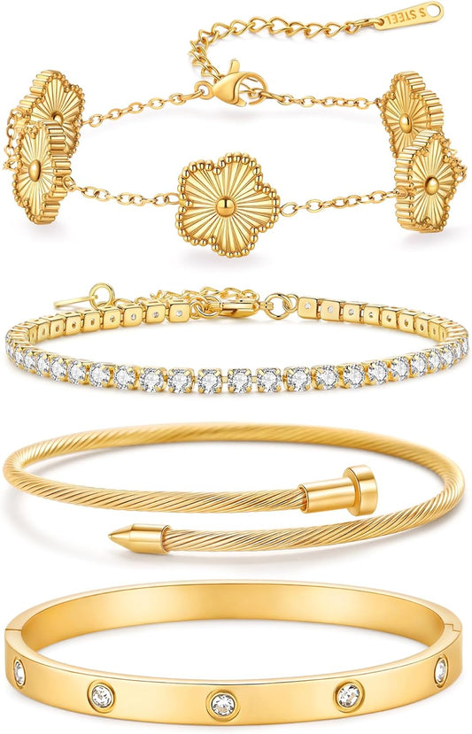 18K Gold Curated Bracelet Stack