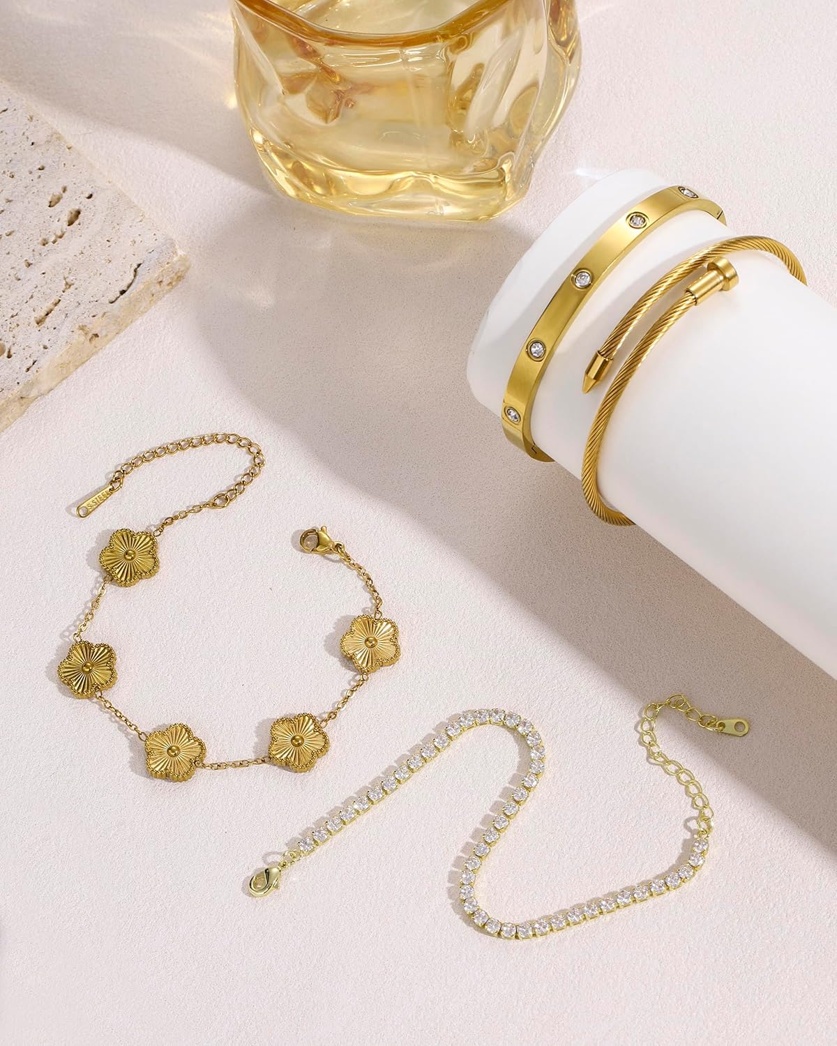 18K Gold Curated Bracelet Stack