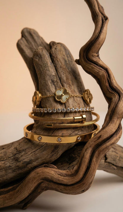 18K Gold Curated Bracelet Stack